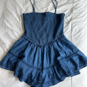 American Eagle Outfitters Denim Blue Smocked Romper